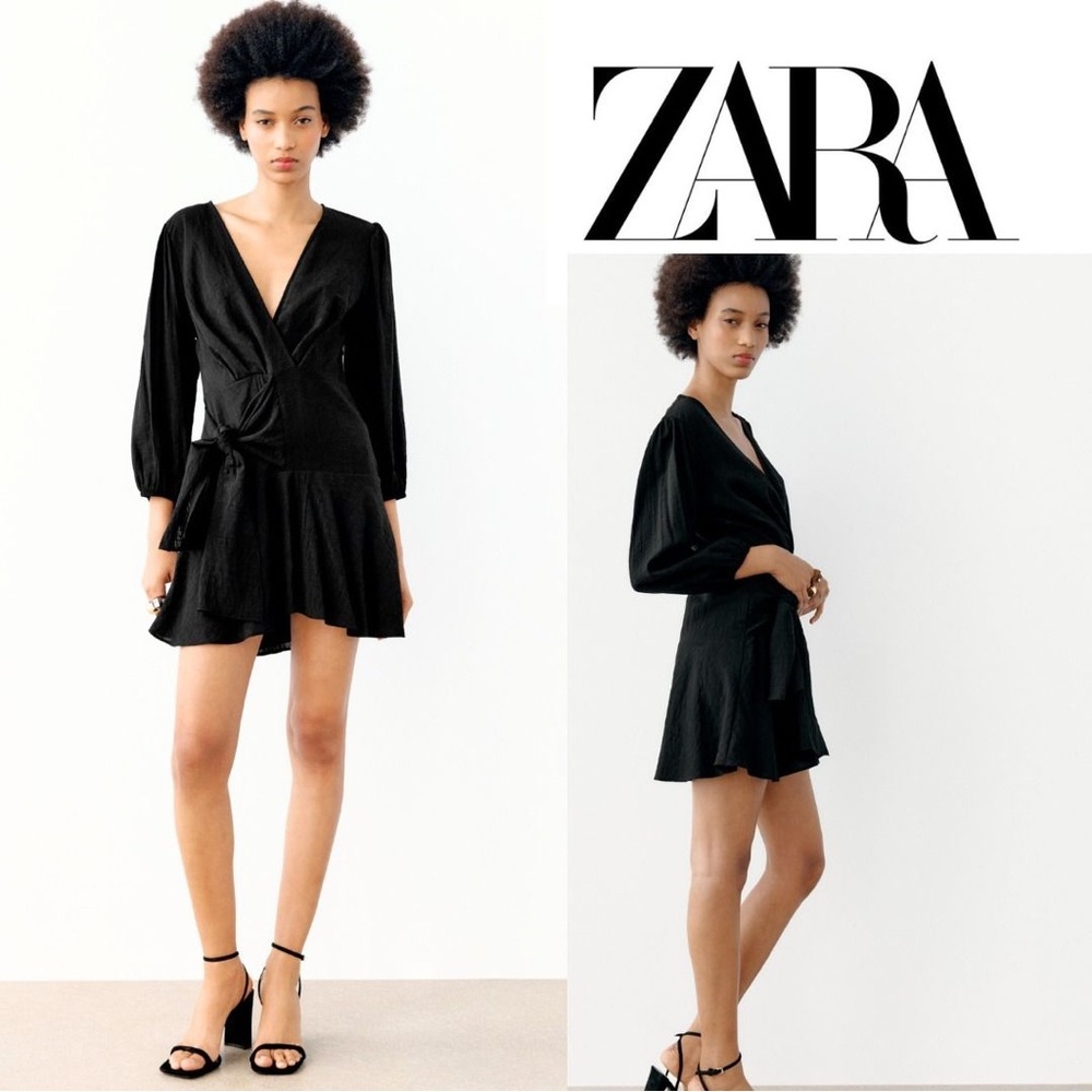 Zara Wrap Black Dress